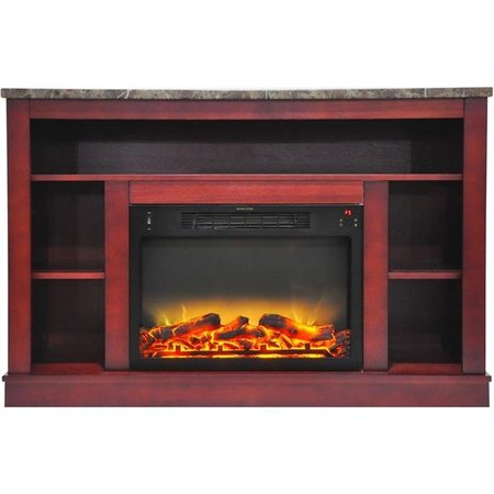 CAMBRIDGE Cambridge CAM5021-1CHRLG2 50 x 13.4 x 21 in. Fireplace Mantel with Logs & Grate Electric Insert; Cherry CAM5021-1CHRLG2